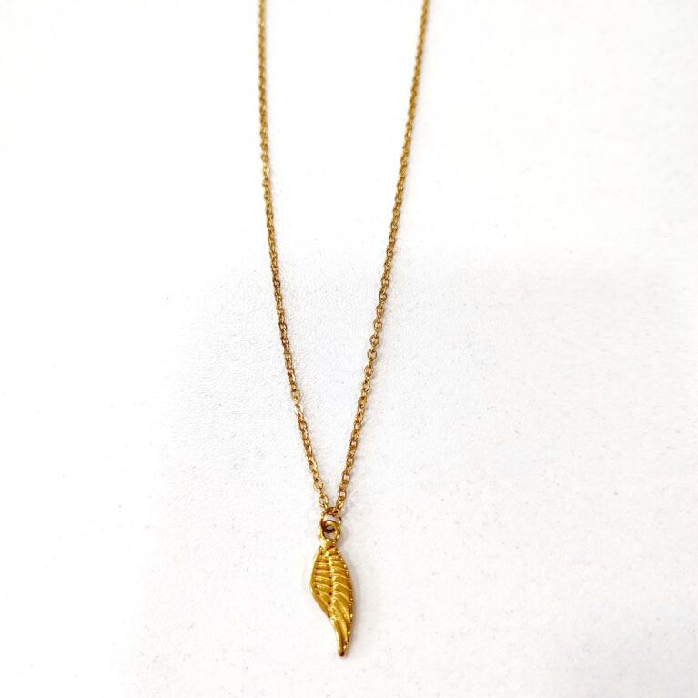 Κολιέ ανοξείδωτο ατσάλι "Φτερό Αγγέλου" επιπλατινωμένο και επιχρυσωμένο k36