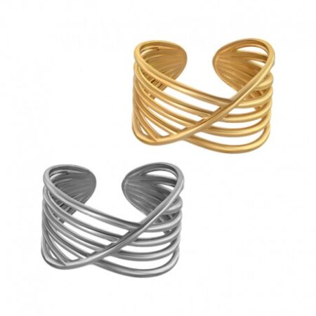 Δαχτυλίδι ανοξείδωτο ατσάλι επιχρυσωμένο και επιπλατινωμένο d18