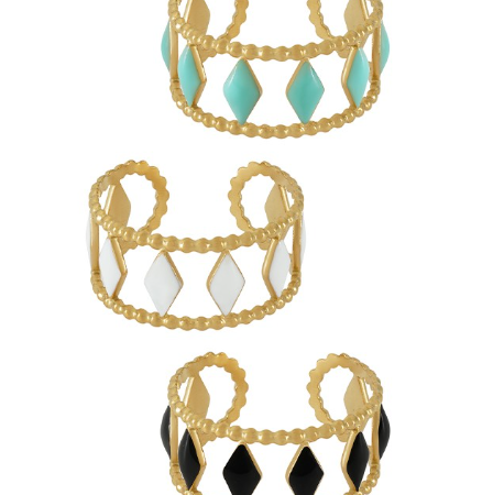 Δαχτυλίδι ανοξείδωτο ατσάλι ρόμβοι με σμάλτο d26