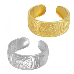 Δαχτυλίδι ανοξείδωτο ατσάλι μάτι επιπλατινωμένο και επιχρυσωμένο d28