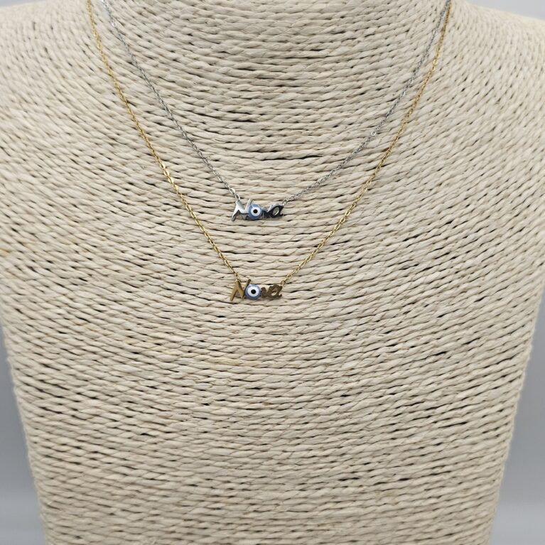Κολιέ ανοξείδωτο ατσάλι “Νονά” με μάτι επιπλατινωμένο και επιχρυσωμένο k139
