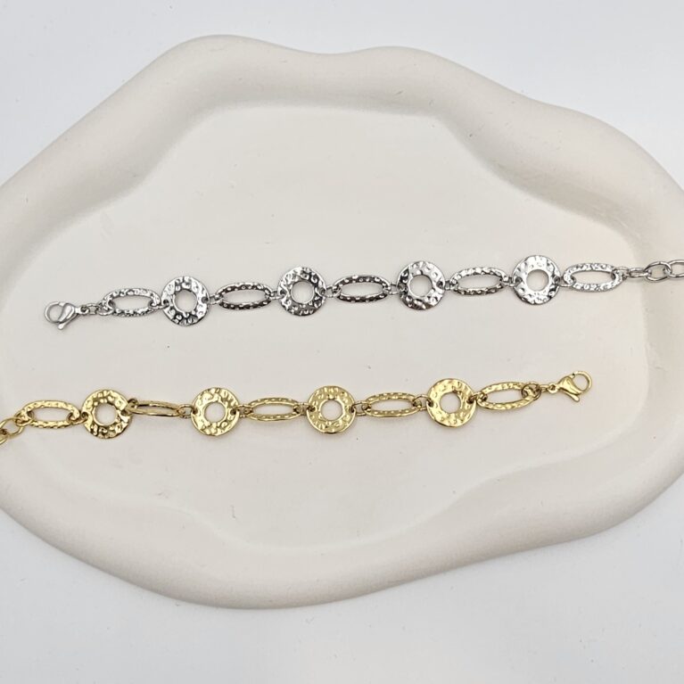 Bραχιόλι ανοξείδωτο ατσάλι επιπλατινωμένο και επιχρυσωμένο v109