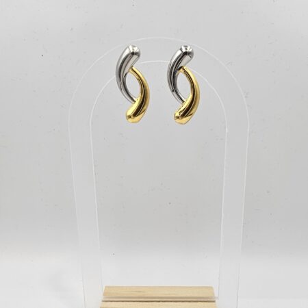 Σκουλαρίκι ανοξείδωτο ατσάλι 3.2εκ επιπλατινωμένο και επιχρυσωμένο sk131