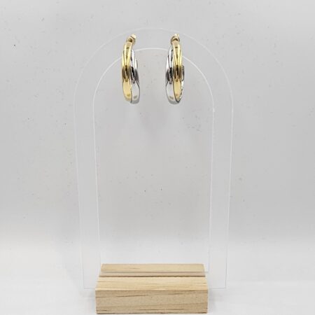 Σκουλαρίκι ανοξείδωτο ατσάλι 2.8x2.9εκ επιπλατινωμένο και επιχρυσωμένο sk130