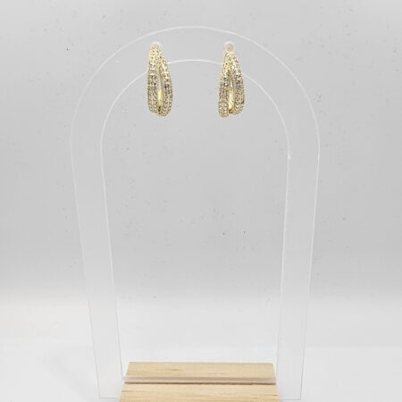 Σκουλαρίκι ανοξείδωτο ατσάλι με στρας 1.6x2.1εκ επιπλατινωμένο και επιχρυσωμένο sk132