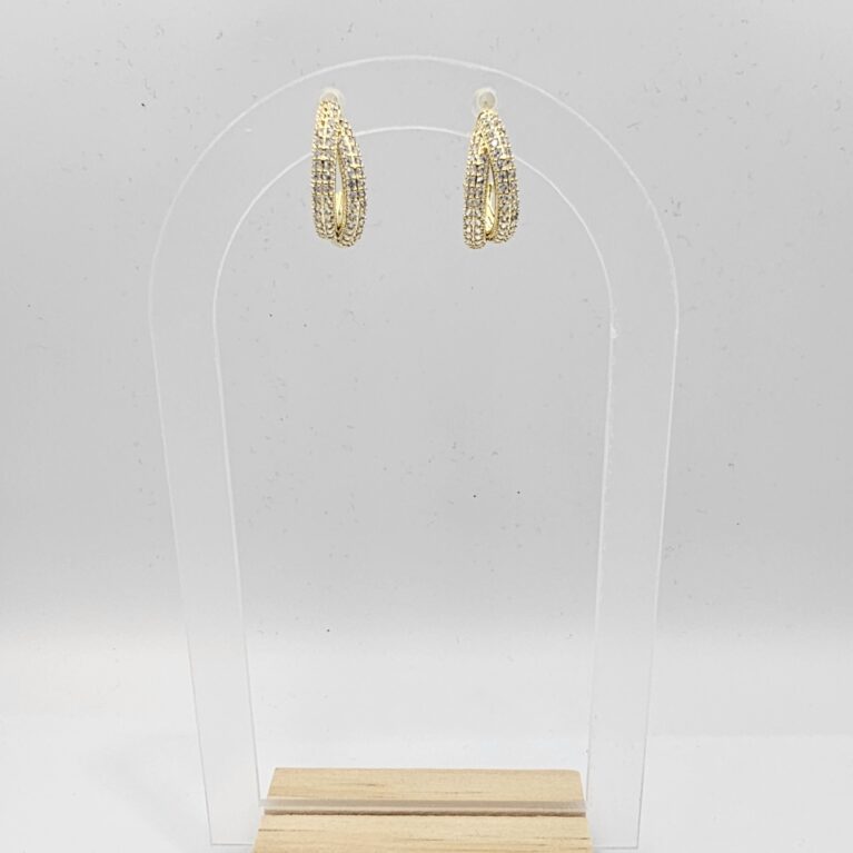 Σκουλαρίκι ανοξείδωτο ατσάλι με στρας 1.6x2.1εκ επιπλατινωμένο και επιχρυσωμένο sk132