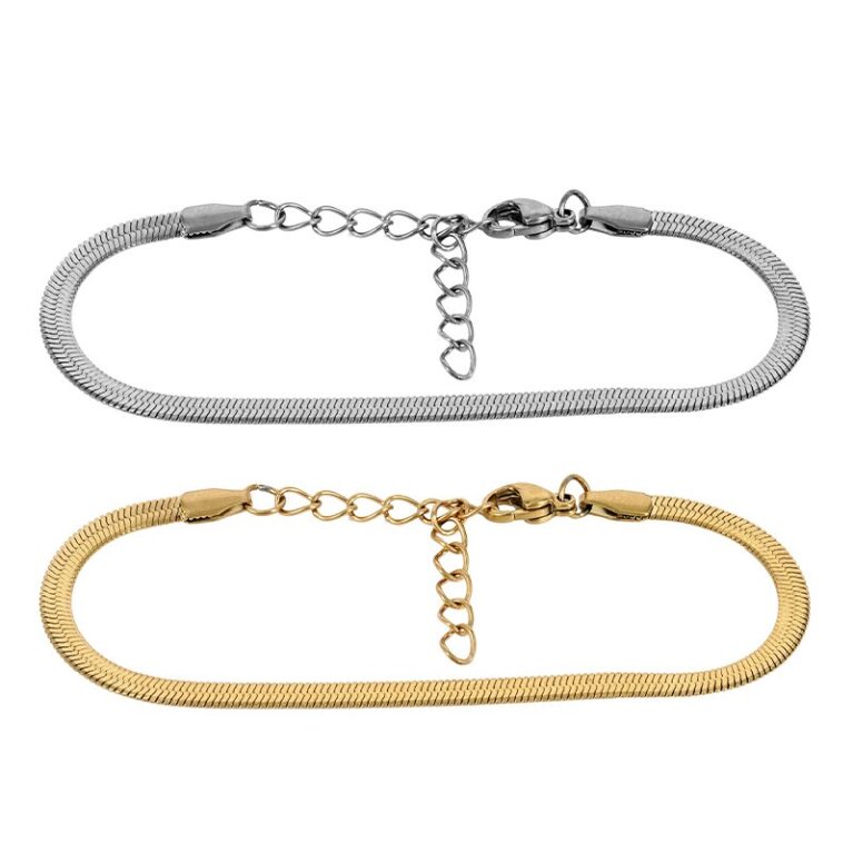 Βραχιόλι ανοξείδωτο ατσάλι φίδι επιπλατινωμένο και επιχρυσωμένο v04