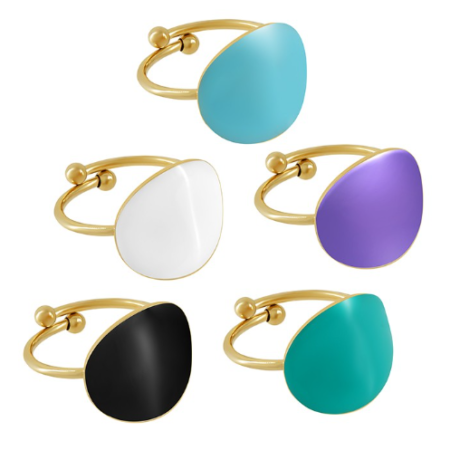 Δαχτυλίδι ανοξείδωτο ατσάλι στρογγυλό με σμάλτο d35