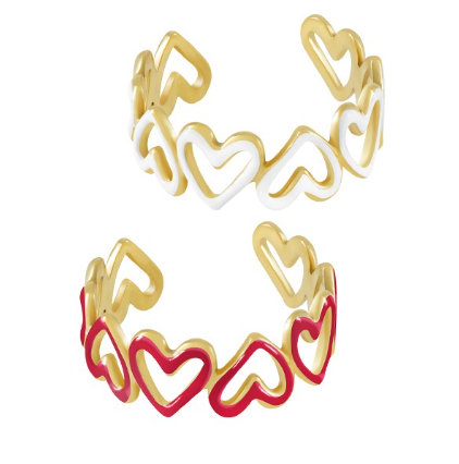 Δαχτυλίδι ανοξείδωτο ατσάλι καρδιές με σμάλτο d38