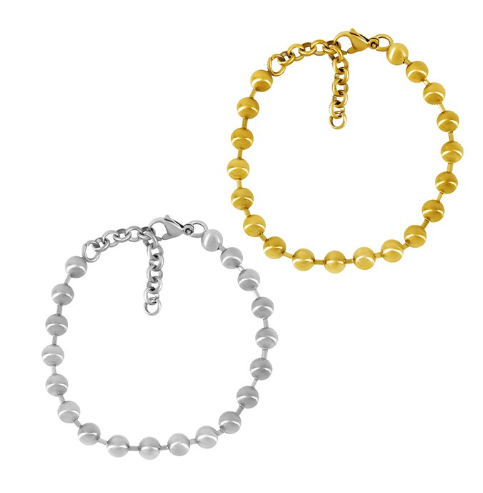 Βραχιόλι ανοξείδωτο ατσάλι μπίλιες επιπλατινωμένο και επιχρυσωμένο v06