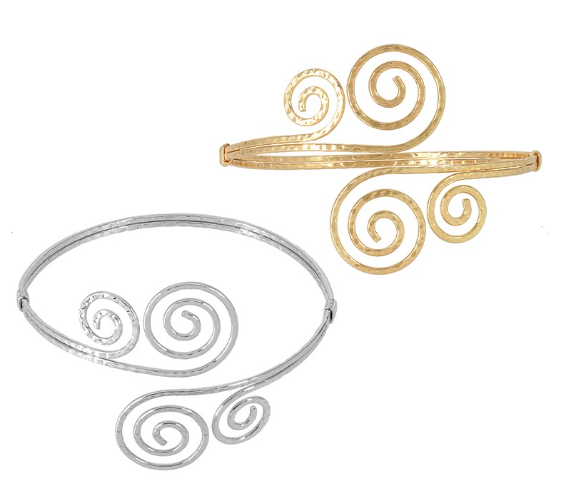 Βραχιόλι μπράτσου ανοξείδωτο ατσάλι με σπείρα σφυρήλατο επιπλατινωμένο και επιχρυσωμένο v13