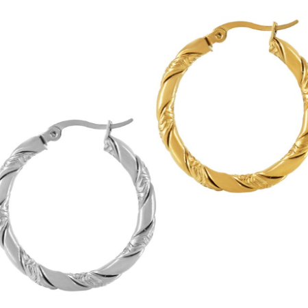 Σκουλαρίκι ανοξείδωτο ατσάλι κρίκος 30mm/3mm επιπλατινωμένο και επιχρυσωμένο sk16