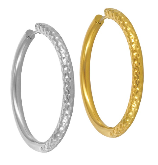 Σκουλαρίκι ανοξείδωτο ατσάλι 30mm/2.5mm επιπλατινωμένο και επιχρυσωμένο sk18