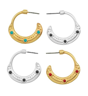 Σκουλαρίκι ορείχαλκος κρίκος με σμάλτο σε διάφορα χρώματα sk25