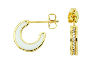 Σκουλαρίκι ορείχαλκος ζιργκόν με σμάλτο 11x13mm/3mm sk27