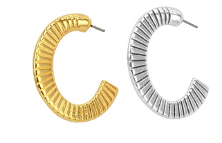 Σκουλαρίκι ορείχαλκος κρίκος 34x35mm επιπλατινωμένο και επιχρυσωμένο sk30