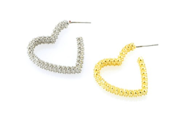 Σκουλαρίκι ορείχαλκος καρδιά 26x28mm επιπλατινωμένο και επιχρυσωμένο sk31