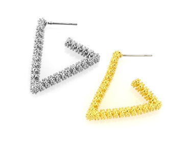 Σκουλαρίκι ορείχαλκος τρίγωνο 27x26mm επιπλατινωμένο και επιχρυσωμένο sk32