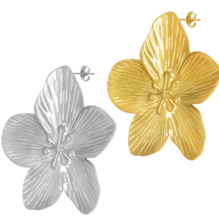 Σκουλαρίκι ανοξείδωτο ατσάλι λουλούδι 50x51.3mm επιπλατινωμένο και επιχρυσωμένο sk38