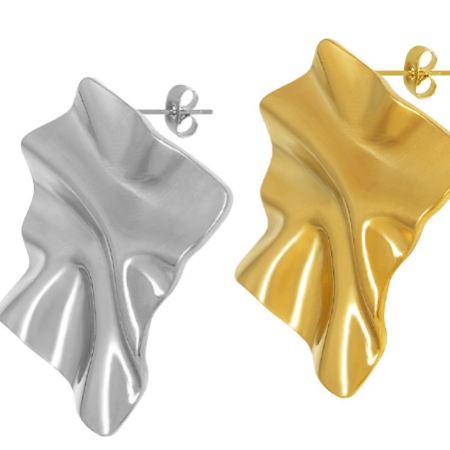 Σκουλαρίκι ανοξείδωτο ατσάλι σφυρήλατο 34x37mm επιπλατινωμένο και επιχρυσωμένο sk39