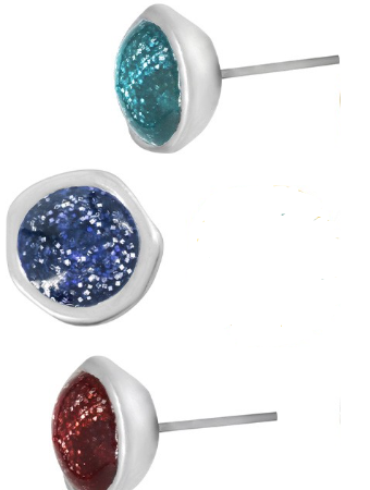 Σκουλαρίκι ορείχαλκος κύκλος με σμάλτο 11.5mm επιπλατινωμένο sk41