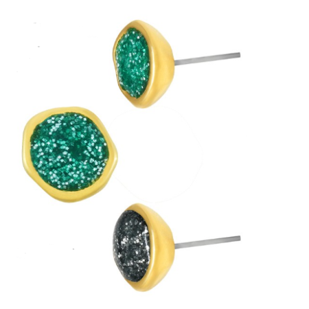 Σκουλαρίκι ορείχαλκος κύκλος με σμάλτο 11.5mm επιχρυσωμένο sk42