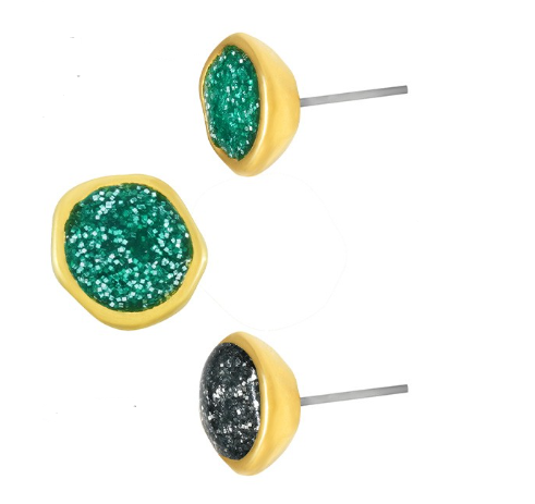 Σκουλαρίκι ορείχαλκος κύκλος με σμάλτο 11.5mm επιχρυσωμένο sk42