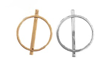 Σκουλαρίκι ορείχαλκος κύκλος 15x20mm επιπλατινωμένο και επιχρυσωμένο sk51