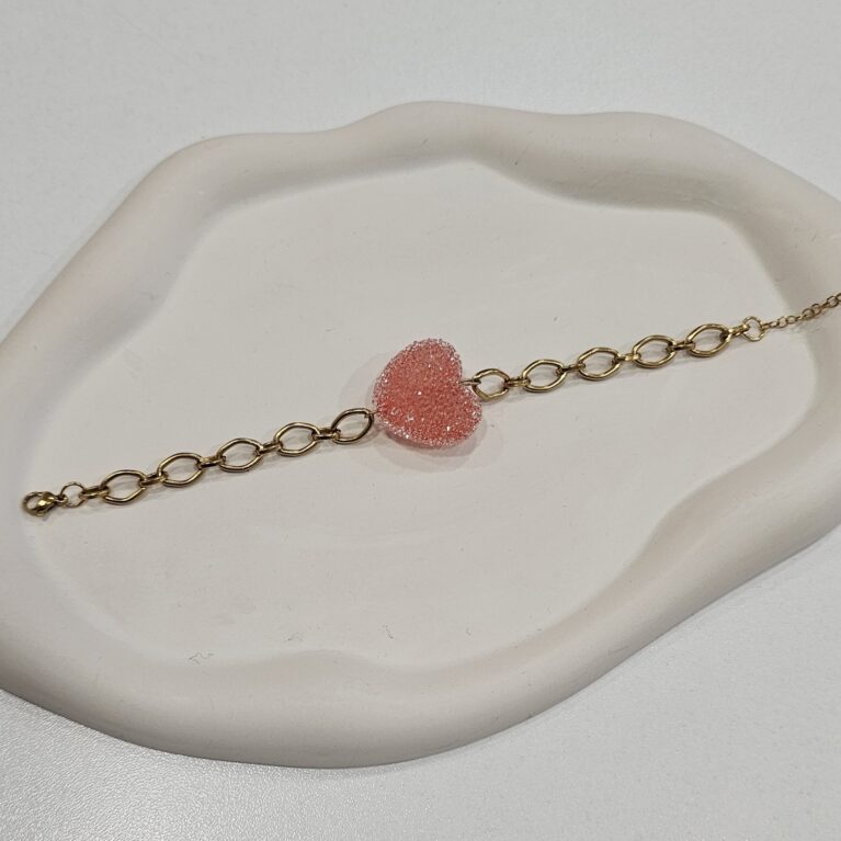 Βραχιόλι ανοξείδωτο ατσάλι καρδούλα ζαχαρωτό επιχρυσωμένο v26