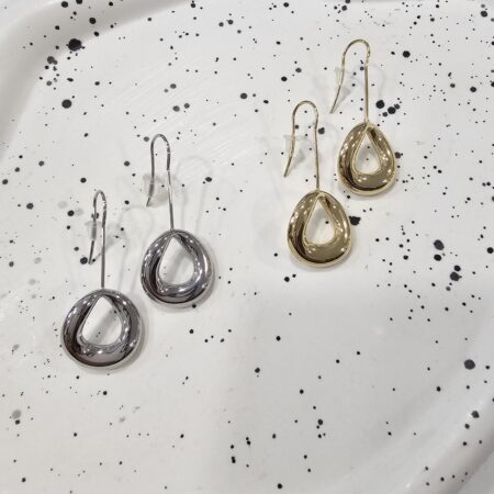 Σκουλαρίκι ανοξείδωτο ατσάλι 4εκ επιπλατινωμένο και επιχρυσωμένο sk54