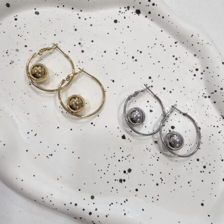 Σκουλαρίκι ανοξείδωτο ατσάλι 3x3εκ επιπλατινωμένο και επιχρυσωμένο sk59