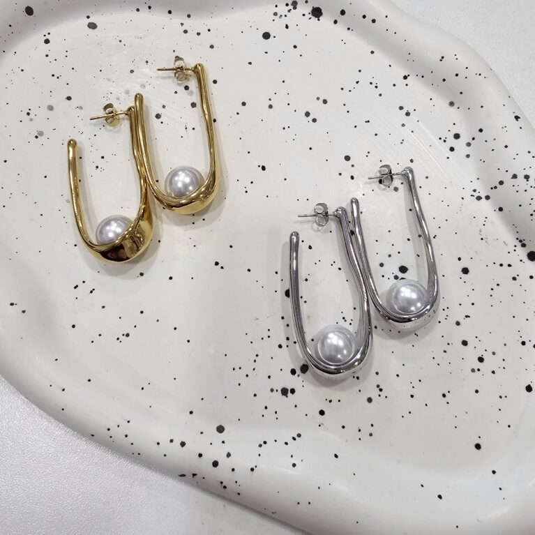 Σκουλαρίκι ανοξείδωτο 4.6εκ επιπλατινωμένο και επιχρυσωμένο sk55