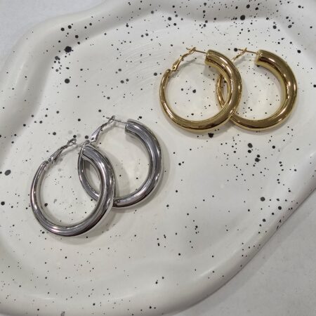 Σκουλαρίκι ανοξείδωτο ατσάλι 4x4.5εκ επιπλατινωμένο και επιχρυσωμένο sk65