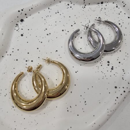 Σκουλαρίκι ανοξείδωτο ατσάλι 4×4εκ επιπλατινωμένο και επιχρυσωμένο sk67