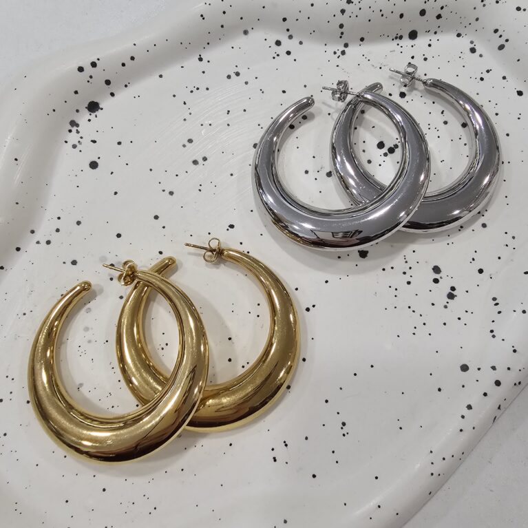 Σκουλαρίκι ανοξείδωτο ατσάλι 5×5εκ επιπλατινωμένο και επιχρυσωμένο sk68