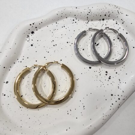 Σκουλαρίκι ανοξείδωτο ατσάλι 5×5εκ επιπλατινωμένο και επιχρυσωμένο sk69