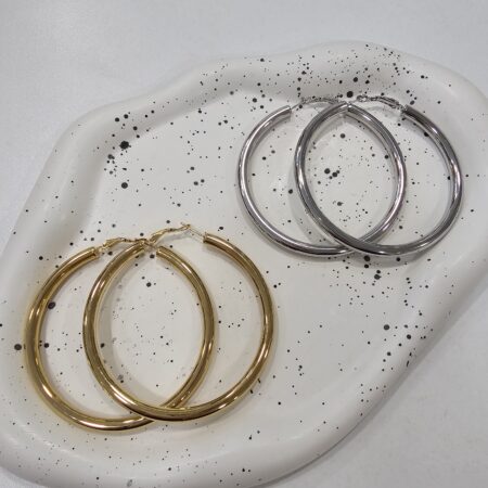 Σκουλαρίκι ανοξείδωτο ατσάλι 5×5εκ επιπλατινωμένο και επιχρυσωμένο sk70