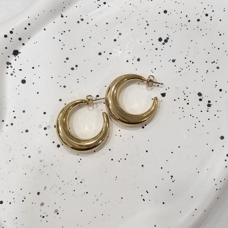 Σκουλαρίκι ανοξείδωτο ατσάλι 3×3εκ επιχρυσωμένο sk63