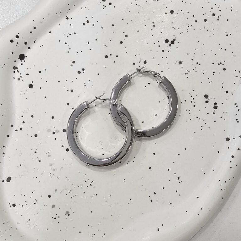 Σκουλαρίκι ανοξείδωτο ατσάλι 2.8×3εκ επιπλατινωμένο sk62