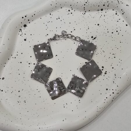 Βραχιόλι  τετράγωνο ανοξείδωτο ατσάλι επιπλατινωμένο v56