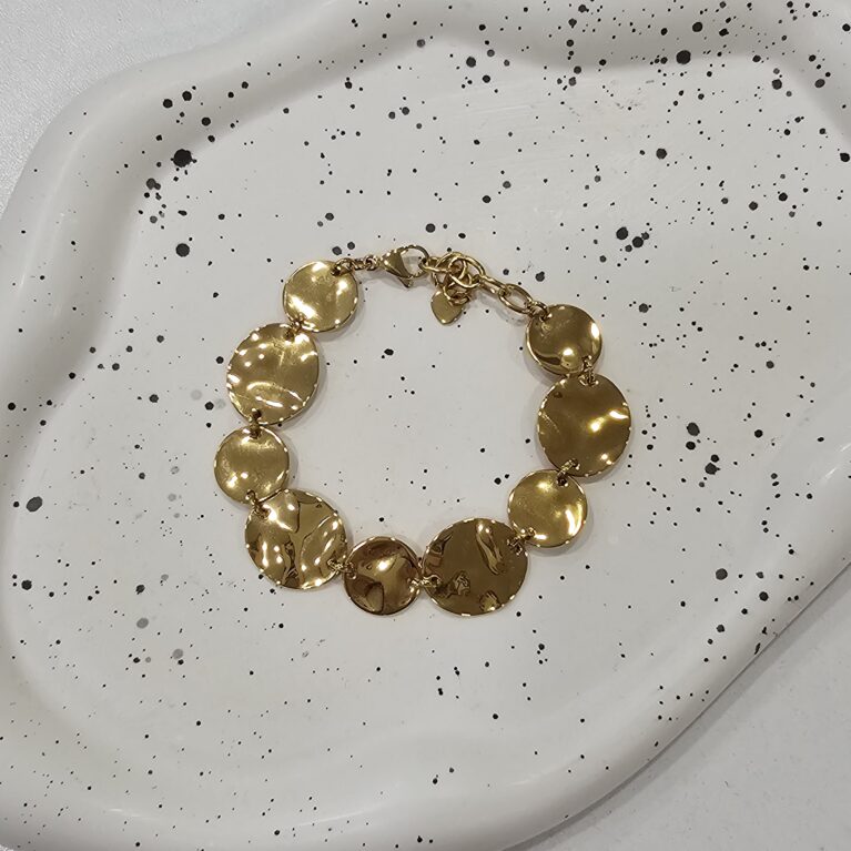 Βραχιόλι δίσκοι ανοξείδωτο ατσάλι επιχρυσωμένο v51