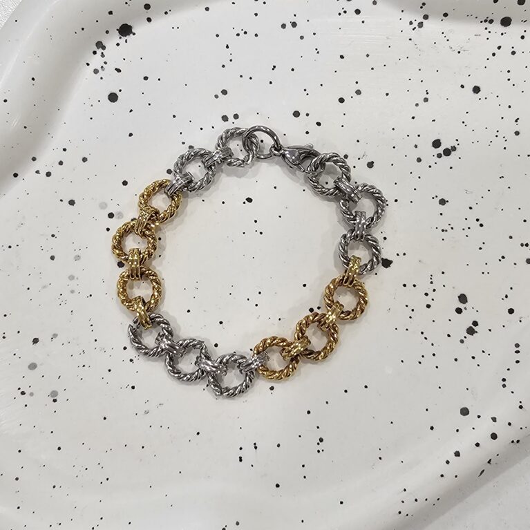 Βραχιόλι ανοξείδωτο ατσάλι επιχρυσωμένο και επιπλατινωμένο v54