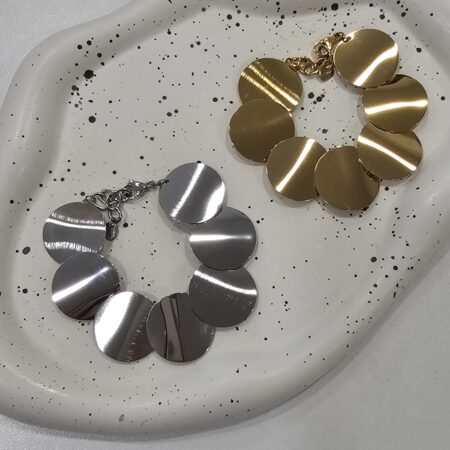 Βραχιόλι δίσκοι ανοξείδωτο ατσάλι επιχρυσωμένο και επιπλατινωμένο v49