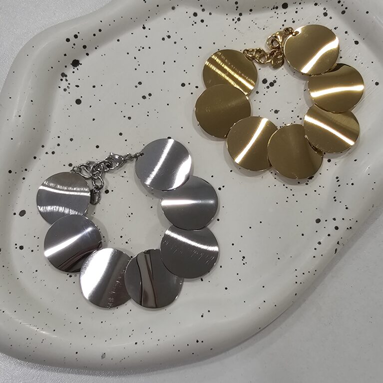 Βραχιόλι δίσκοι ανοξείδωτο ατσάλι επιχρυσωμένο και επιπλατινωμένο v49