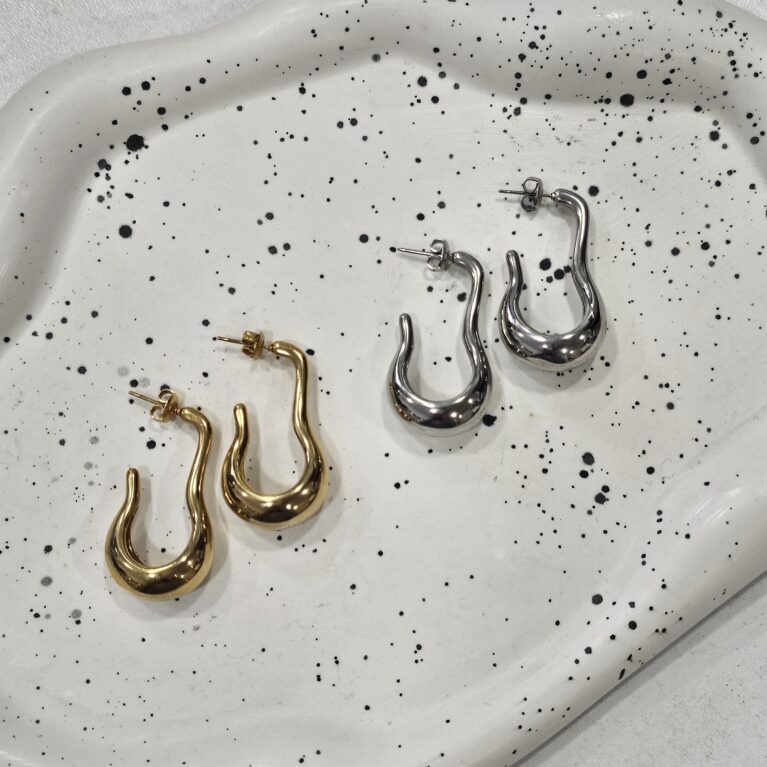 Σκουλαρίκι ανοξείδωτο ατσάλι 3.8 επιπλατινωμένο και επιχρυσωμένο sk57