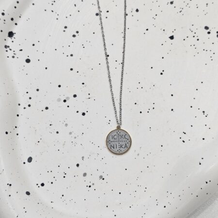 Κολιέ κωνστατινάτο ανοξείδωτο ατσάλι επιχρυσωμένο και επιπλατινωμένο k66