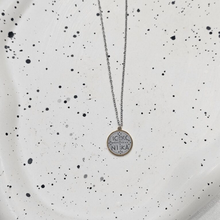 Κολιέ κωνστατινάτο ανοξείδωτο ατσάλι επιχρυσωμένο και επιπλατινωμένο k66