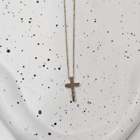 Κολιέ σταυρουδάκι με ζιργκόν ανοξείδωτο ατσάλι επιχρυσωμένο k60