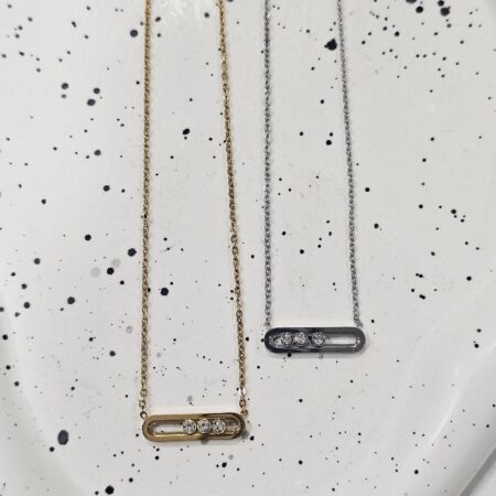 Κολιέ παραμάνα ανοξείδωτο ατσάλι επιπλατινωμένο και επιχρυσωμένο k56