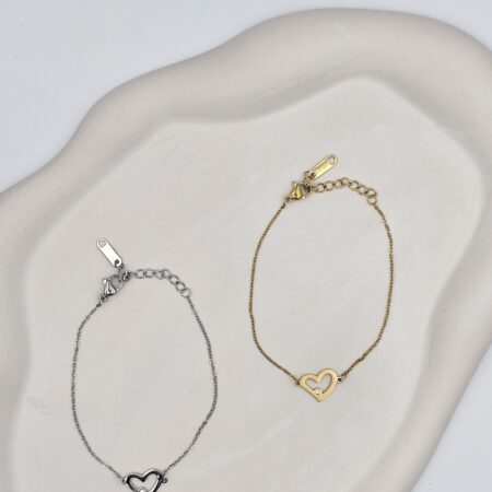 Βραχιόλι καρδιά ανοξείδωτο ατσάλι επιχρυσωμένο και επιπλατινωμένο v60